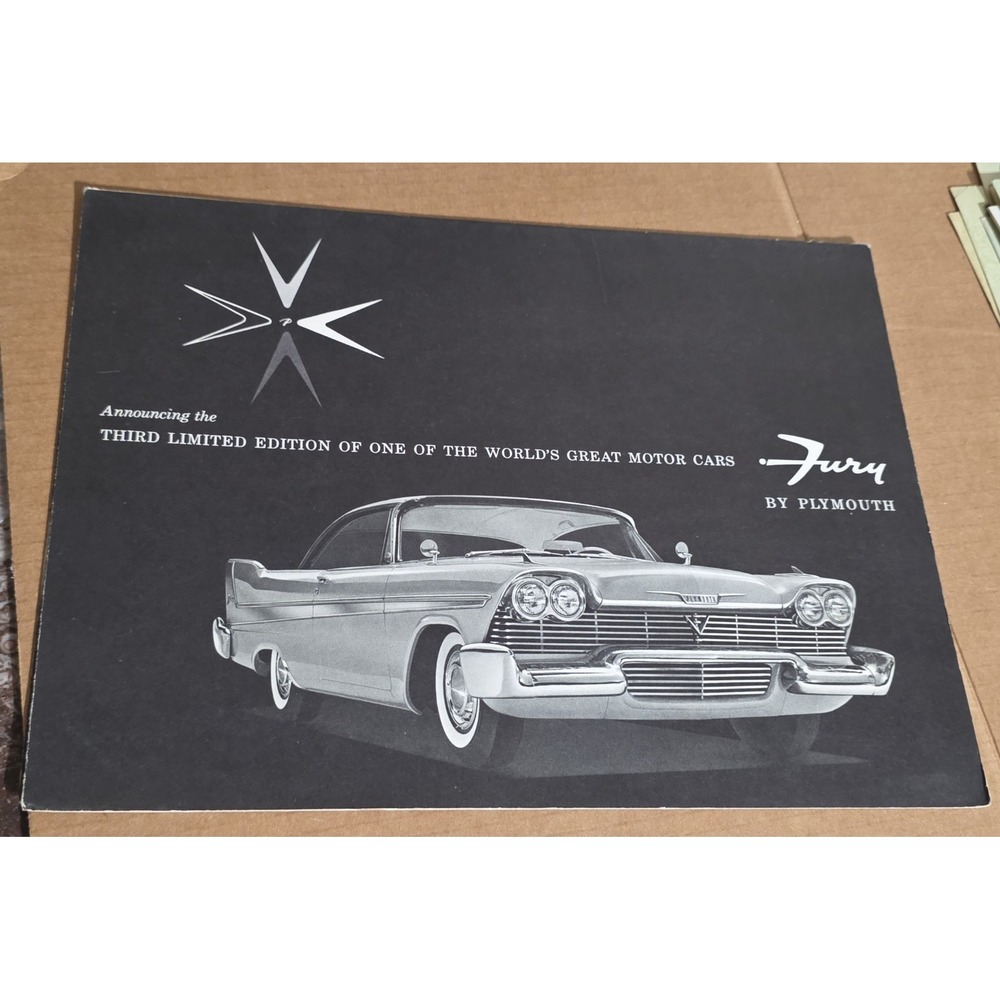 1958 Plymouth Fury Sales Brochure Vintage Original 50s Mopar Dealer Catalog Spec